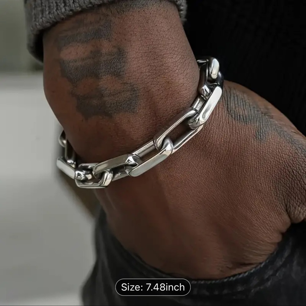 Stainless Steel Cool Trendy Men's Bracelet, OT Buckle